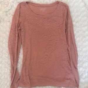 Pink with gold heading long sleeve shirt